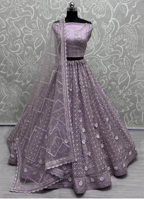 Lavender Net Trendy Lehenga Choli