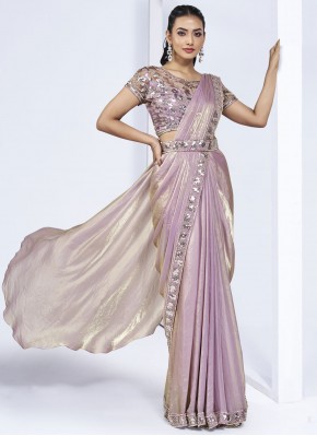 Lavender Sangeet Satin Silk Contemporary Saree