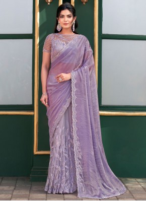 Lavender Sequins Ceremonial Traditional Saree