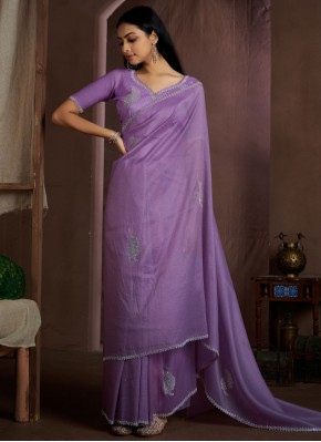 Lavender Swarovski Traditional Saree