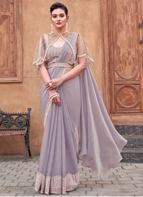 Lavender Thread Ceremonial Traditional Saree