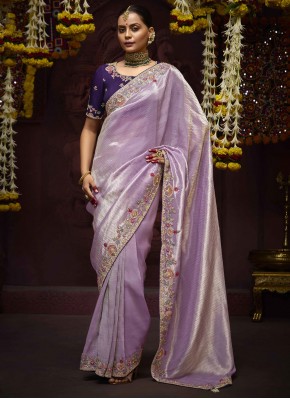 Lavender Weaving Sangeet Designer Saree