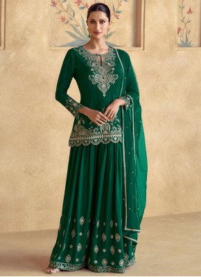 Lavish Thread Silk Green Trendy Salwar Kameez