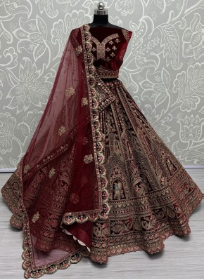 Lehenga Choli Fancy Velvet in Red