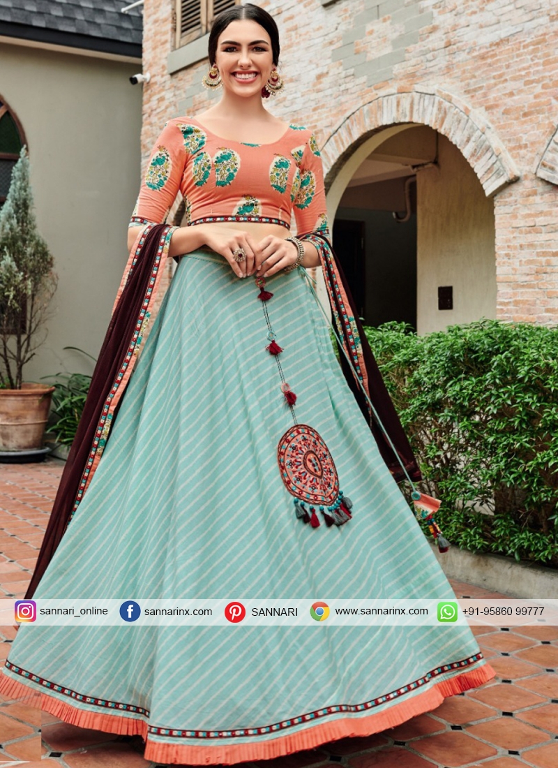 miraculous cotton and net peach party wear lehenga choli