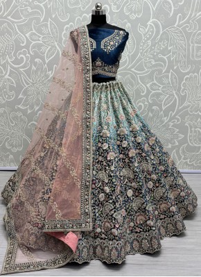 Lehenga Choli Zari Velvet in Morpeach