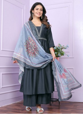 Lively Grey Palazzo Salwar Kameez