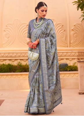 Lively Sea Green Silk Contemporary Saree