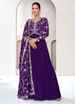 Lovable Embroidered Silk Designer Gown