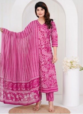 Magenta and Pink Cotton Salwar Kameez