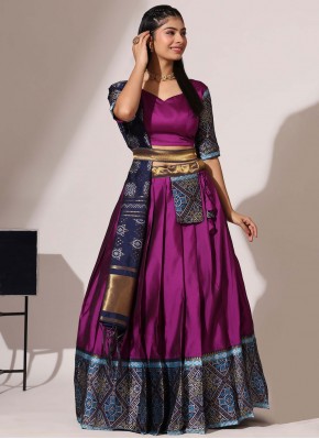 Magenta and Purple Ceremonial Silk Trendy Lehenga Choli