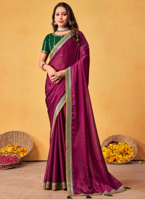 Magenta and Purple Color Traditional Saree