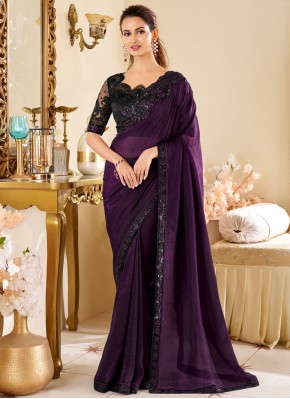 Magenta and Purple Sequins Traditional Saree