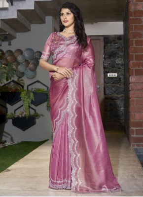 Magenta and Rani Cotton Silk Traditional Saree