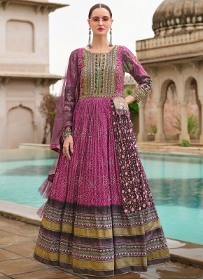 Magenta and Rani Zari Ceremonial Floor Length Trendy Gown