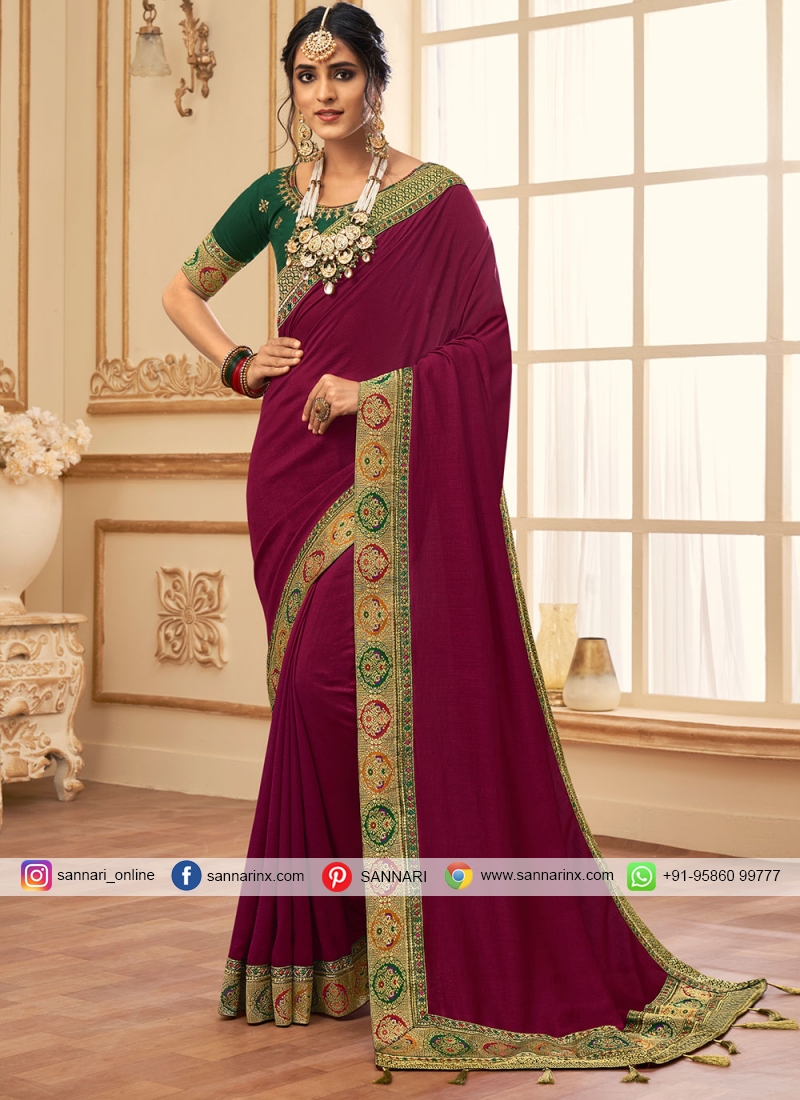 Magenta Festival Designer Traditional Saree