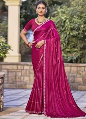 Magenta Shimmer Crystal Classic Saree