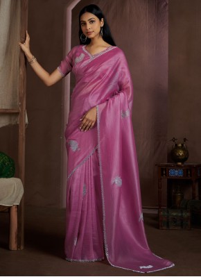 Magenta Swarovski Crush Classic Saree