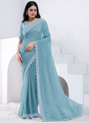 Magnetic Aqua Blue Trendy Saree