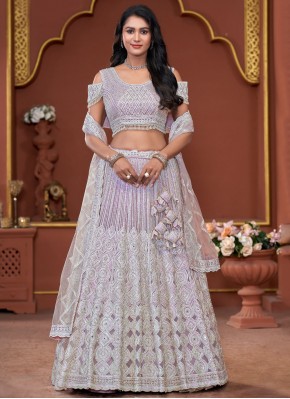 Magnetic Net Lavender Thread Trendy Lehenga Choli