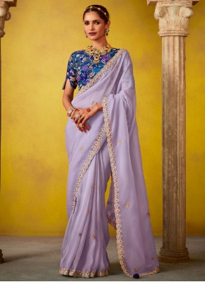 Magnetize Zari Lavender Tissue Contemporary Saree