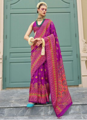 Magnificent Magenta and Purple Meenakari Trendy Saree