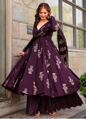 Majestic Wine Digital Print Designer Salwar Kameez