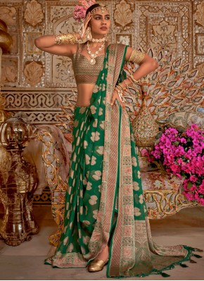 Majesty Georgette Green Traditional Saree