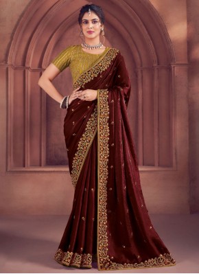 Maroon Art Silk Contemporary Saree