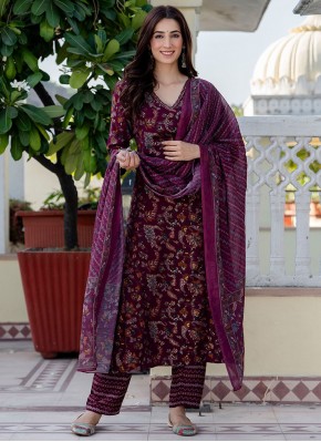 Maroon Cotton Print Trendy Salwar Kameez