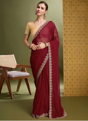 Maroon Cutwork Classic Saree