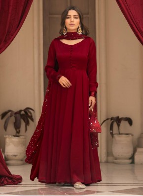 Maroon Embroidered Designer Salwar Kameez