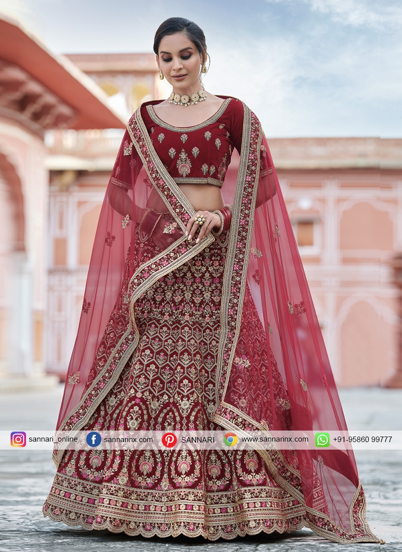 maroon colour lehenga for engagement