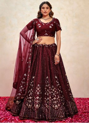 Maroon Engagement Lehenga Choli