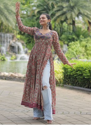 Maroon Festival Party Wear Kurti