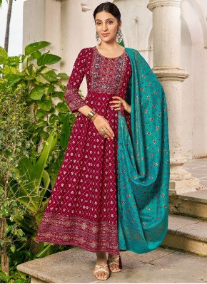 Maroon Festival Trendy Gown