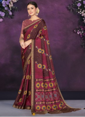 Maroon Festival Tussar Silk Classic Saree