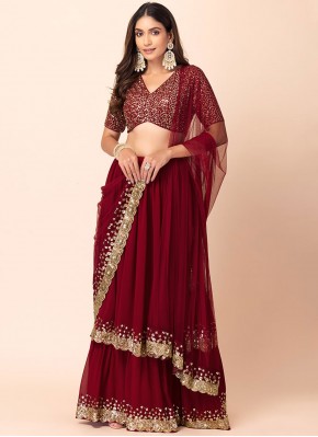 Maroon Georgette Trendy Lehenga Choli