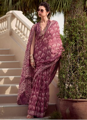 Maroon Print Party Trendy Saree