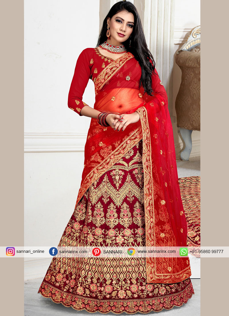 maroon velvet bridal lehenga