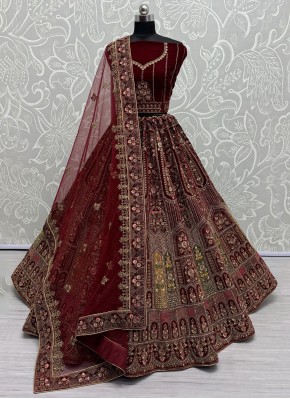 Maroon Velvet Zari Trendy Lehenga Choli