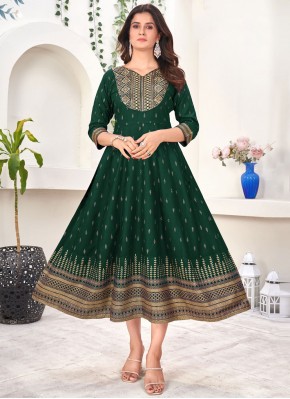 Marvelous Embroidered Green Party Wear Kurti