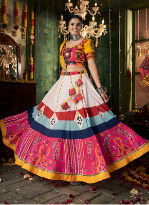 Maslin Cotton Trendy Lehenga Choli in White