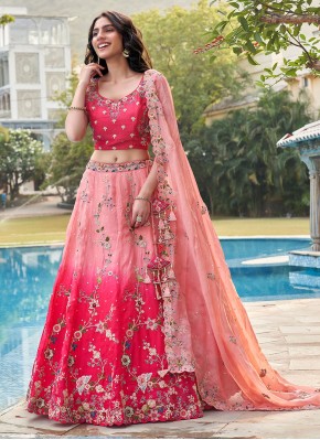 Masterly Pink Organza Trendy Lehenga Choli