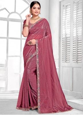 Mesmeric Embroidered Maroon and Rani Silk Contemporary Saree