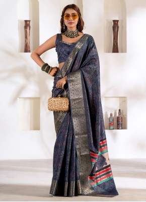 Mesmeric Foil Print Trendy Saree