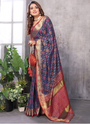 Mesmeric Navy Blue Weaving Patola Silk  Classic Saree