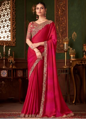 Mesmeric Rani Embroidered Classic Saree