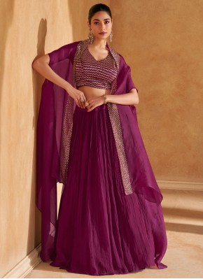 Miraculous Purple Plain Silk Readymade Lehenga Choli