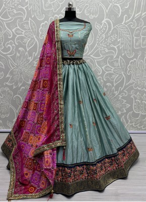 Mod Blue Silk Designer Lehenga Choli